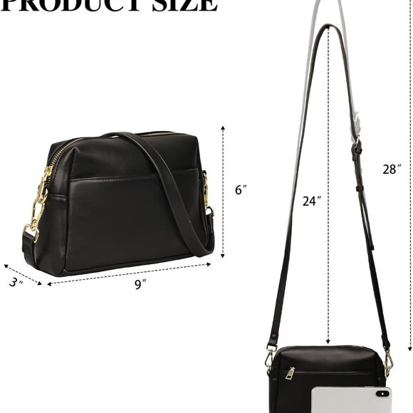 Crossbody Purse Women Vegan Leather Small Organizer Adjustable Strap Bag - Picture 2 of 6